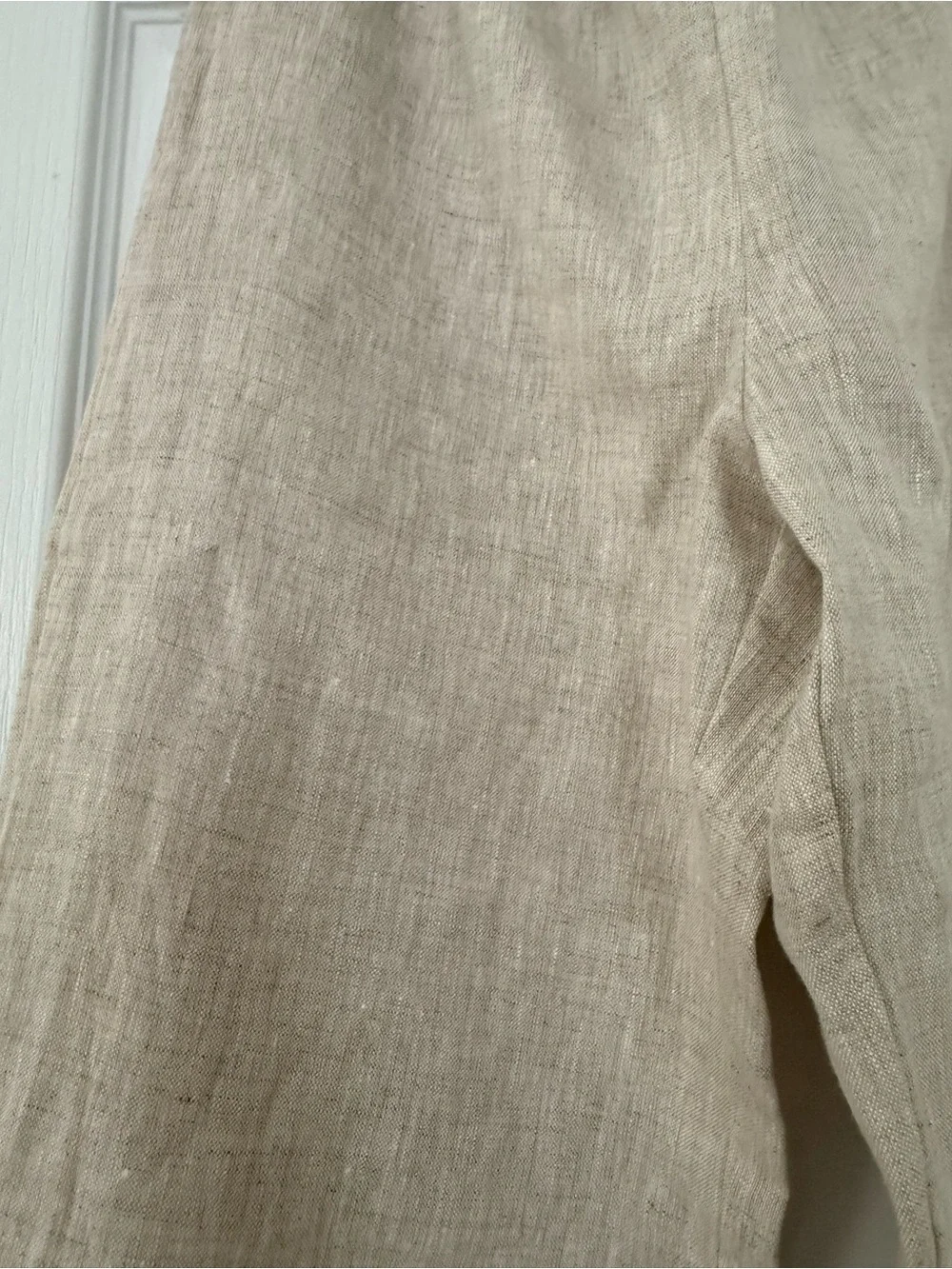 Reformation Oatmeal Straight-Leg Linen Pants